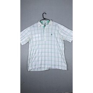 Titleist Collection Polo Shirt Mens XL White Plaid Short‎ Sleeve Golf Japan